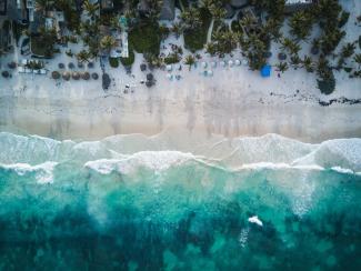 Aerial view of beach.